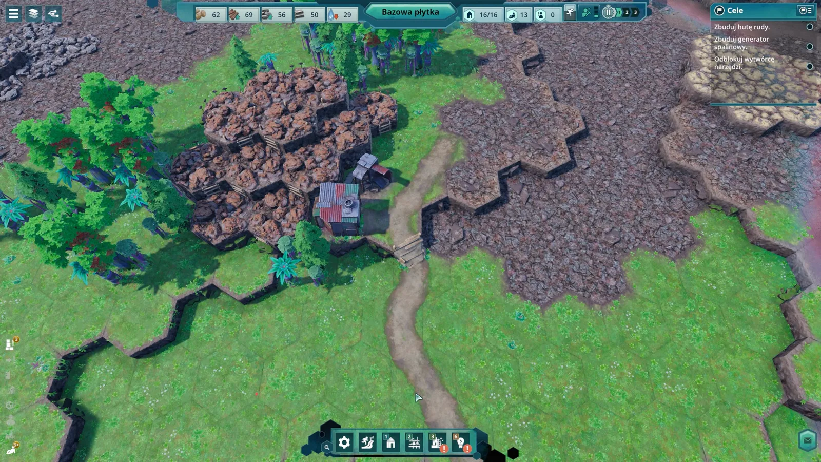 Adjacency bonus highlight grid during building placement on Kewa’s back