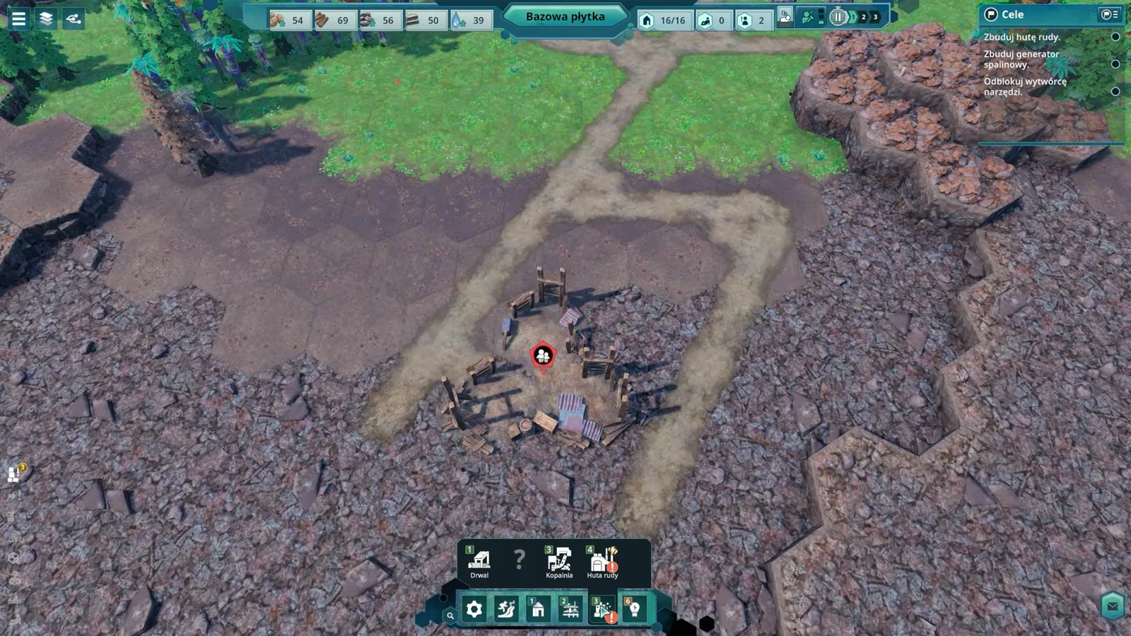 Industrial smokestacks and floating building status icons in Beyond These Stars