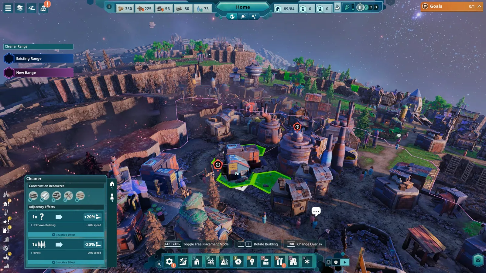 Colonist training and production efficiency nodes in Beyond These Stars research tree